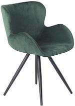 Alma grøn velour spisebordsstol med sorte ben