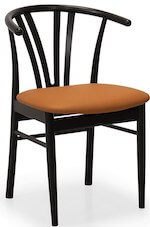Devon sort spisebordsstol med armlæn i bøg og sæde i læder