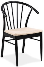 Esløv sort spisebordsstol med armlæn i massiv egetræ