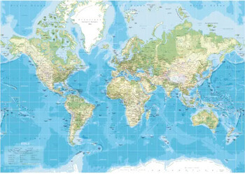 Incado lærredstryk verdenskort med navne
