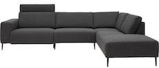Remus grå sofa med ben i sort metal og ekstra nakkestøtte